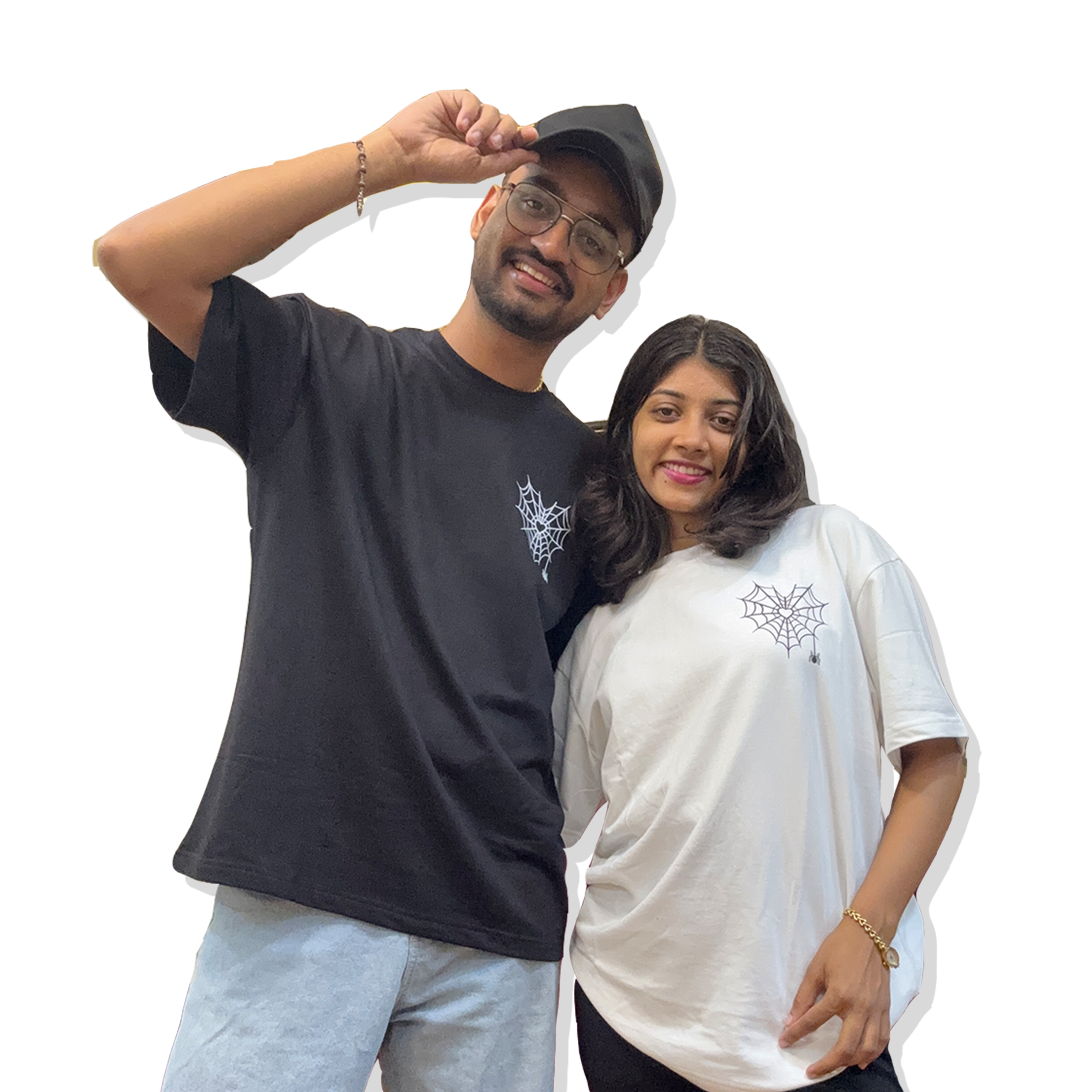 Spider Heart Web T-Shirt Combo | Matching Couple Tees